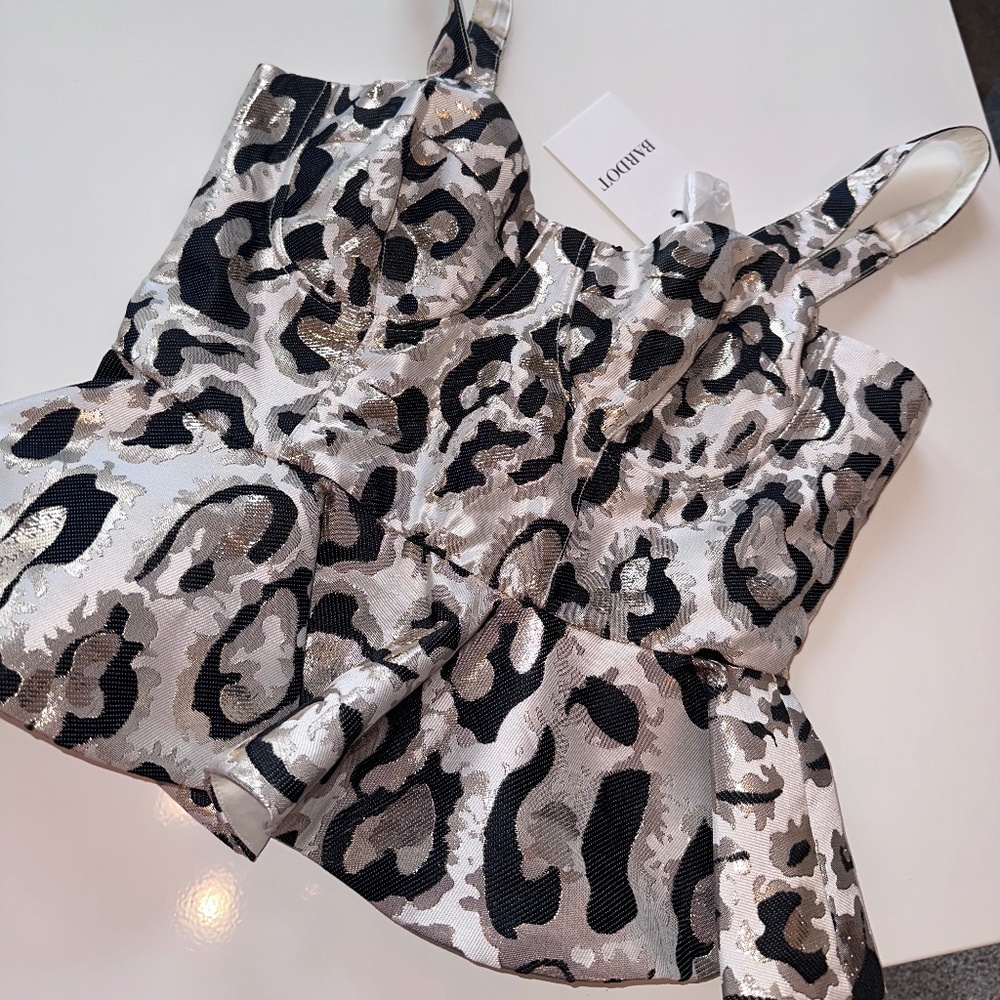 Bardot Cheetah Corset Peplum Top